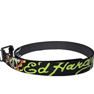 NEW Ed Hardy Men's Live To Ride Speed Kills Size 38 Reversible Leather Belt